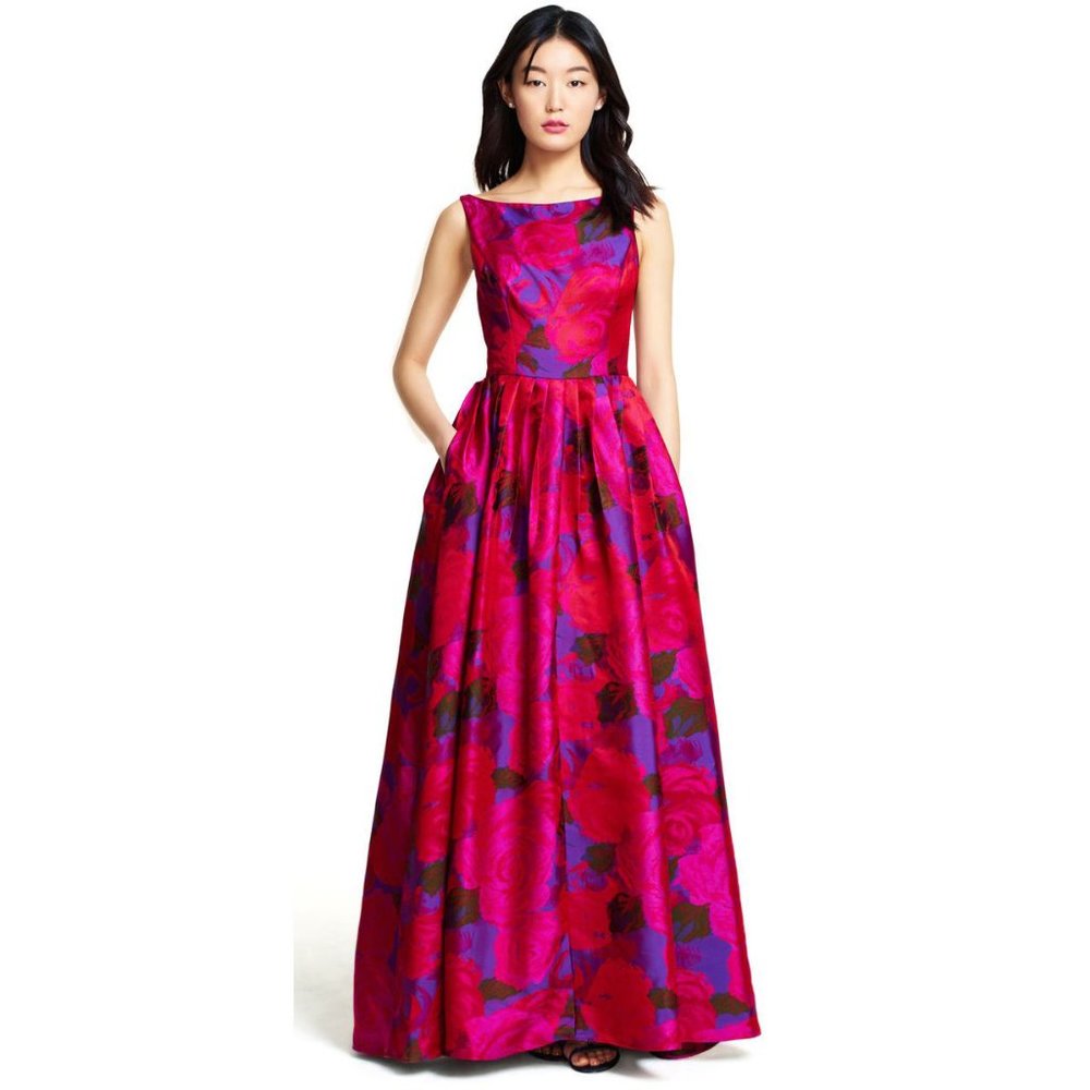 Adrianna Papell Floral Jacquard Gown NWT